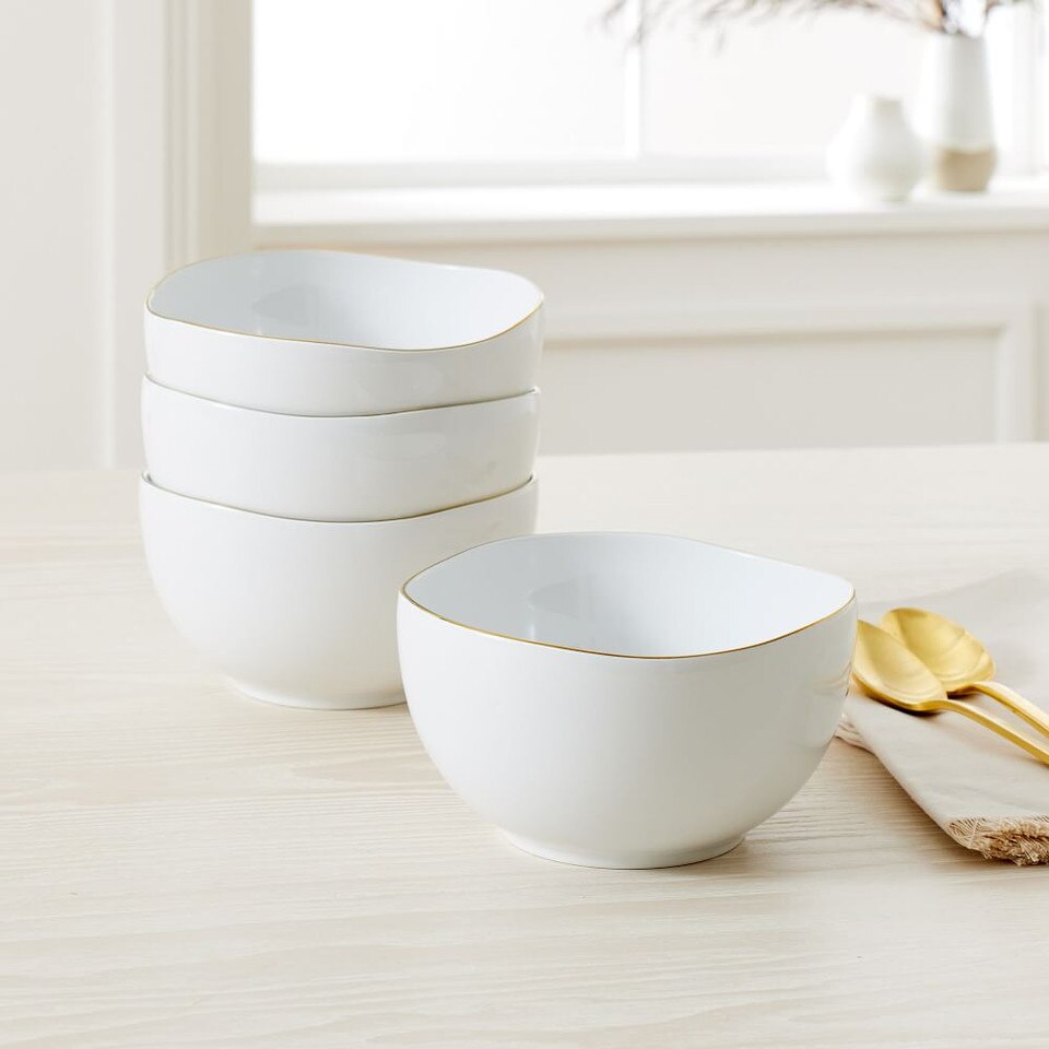 Organic Porcelain GoldRimmed Cereal Bowls West Elm Australia